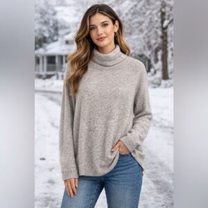 Nic & Zoe Mockneck Sequin Light Gray NYE Sparkle Sweater - Size Small